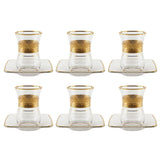 Pasabahce Istikana with Saucer Set, 12 Pieces -Gold