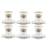 Pasabahce Istikana & Saucer Set, 12 Pieces -Silver & Gold