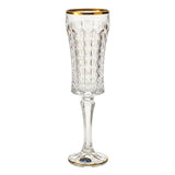 Bohemia Crystal Flute Diamond Set, 6 Pieces -Gold -120 ml