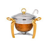 Royal Alfredo Soup Warmer with Ladle -Silver & Gold -4.0 Lit. -Stainless Steel