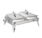 Royal Alfredo 2 Rectangular Food Warmers -Silver -2x1.5 Lit.