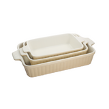 Rectangular Casserole Set, 3 Pieces -Creamy