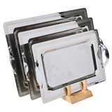 Tresors Rectangular Tray with Handles, 3 Pieces -Made in Italy -Silver -Stainless Steel 18/10