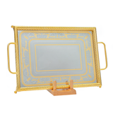Elegant Gioiel Rectangular Tray with Handles & Legs -Made in Italy -45 cm -Silver & Gold -Stainless Steel 18/10