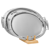 Elegant Gioiel Oval Tray with Handles, 2 Pieces -Made in Italy -Stainless Steel 18/10