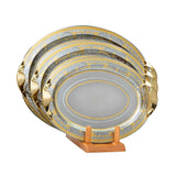 Elegant Gioiel Oval Tray with Handles, 3 Pieces -Made in Italy -Silver & Gold -Stainless Steel 18/10