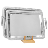 Elegant Gioiel Rectangular Tray with Handles, 2 Pieces -Made in Italy -Stainless Steel 18/10