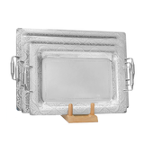 Elegant Gioiel Rectangular Tray with Handles, 3 Pieces -Made in Italy -Stainless Steel 18/10