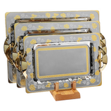 Tresors Rectangular Tray with Handles, 3 Pieces -Made in Italy -Silver & Gold -Stainless Steel 18/10