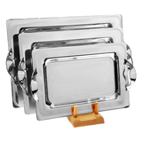 Tresors Rectangular Tray with Handles, 3 Pieces -Made in Italy -Silver -Stainless Steel 18/10