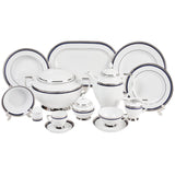 Falkenporzellan Dinner Set, 112 Pieces -Silver & Blue -Porcelain