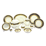 Falkenporzellan Dinner Set, 112 Pieces -Blue & Gold -Porcelain