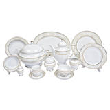 Falkenporzellan Dinner Set, 112 Pieces -Cream & Gold & White -Porcelain