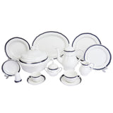 Falkenporzellan Dinner Set, 112 Pieces -Blue & Silver -Porcelain