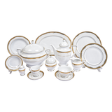 Falkenporzellan Dinner Set, 112 Pieces -Gold & White -Porcelain