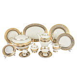 Falkenporzellan Dinner Set, 112 Pieces -Gold & Silver -Porcelain