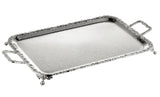 Queen Anne Oblong Tray with Handles and Legs -44x24.5 cm -Silver Plated