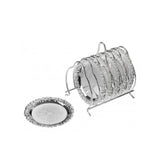Queen Anne Coaster Set, 6 Pieces -9.4 Dia cm -Silver Plated