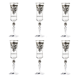 Bohemia Crystal Flute Set, 6 Pieces -Silver -150 ml