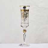 Bohemia Crystal Flute Set, 6 Pieces -Gold -150 ml