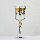 Bohemia Crystal Goblet Set, 6 Pieces -Gold -220 ml