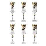 Bohemia Crystal Flute Set, 6 Pieces -Gold -150 ml