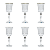 Bohemia Crystal Goblet Set, 6 Pieces -Silver -220 ml