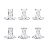 Pasabahce Istikana with Saucer Set, 12 Pieces -Silver