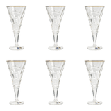 Bohemia Crystal Goblet Set, 6 Pieces -Gold -240 ml