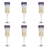 Bohemia Crystal Flute Set, 6 Pieces -Gold & Purple -120 ml