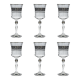 Bohemia Crystal Goblet Set, 6 Pieces -Silver -220 ml