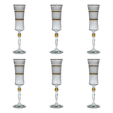 Bohemia Crystal Flute Set, 6 Pieces -Gold -150 ml