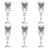 Bohemia Crystal Flute Set, 6 Pieces -Gold -150 ml