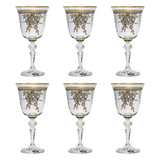 Bohemia Crystal Goblet Set, 6 Pieces -Gold -220 ml