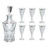 Bohemia Crystal Bottle & Goblet Set, 7 Pieces