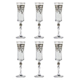 Bohemia Crystal Flute Set, 6 Pieces -Silver -190 ml
