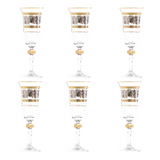 Bohemia Crystal Flute Set, 6 Pieces -Silver & Gold -150 ml