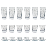 Pasabahce Longdrink, Tumbler, Coffee Cups & Saucer Set, 24 Pieces
