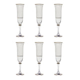 Bohemia Crystal Flute Set, 6 Pieces -Gold -150 ml