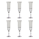 Bohemia Crystal Flute Set, 6 Pieces -Silver -150 ml