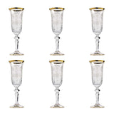 Bohemia Crystal Flute Set, 6 Pieces -Gold -150 ml