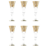 Bohemia Crystal Flute Set, 6 Pieces -Gold