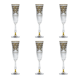 Bohemia Crystal Flute Set, 6 Pieces -Gold -150 ml