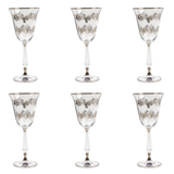 Bohemia Crystal Goblet Set, 6 Pieces -Silver -185 ml
