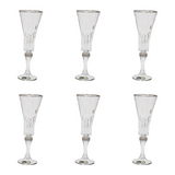 Bohemia Crystal Flute Set, 6 Pieces -150 ml -Silver
