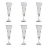 Bohemia Crystal Flute Set, 6 Pieces -Gold -150 ml