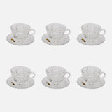 Bohemia Crystal Tea Cup with Saucer Set, 12 Pieces