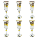 Bohemia Crystal Flute Set, 6 Pieces -Silver & Gold -150 ml