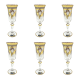 Bohemia Crystal Flute Set, 6 Pieces -Silver & Gold -150 ml