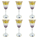 Bohemia Crystal Goblet Set, 6 Pieces -Purple & Gold